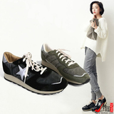 现货韩国代购运动鞋单鞋女 Apied新款系带五星星内增高舒适休闲鞋