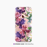 紫粉色鸢尾花透明超薄苹果6s手机壳 iPhone6 Plus光面全包保护套