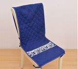 加厚布艺餐椅现代中式椅背帆布印花椅垫方形连体植物花卉坐垫棉麻