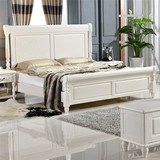 简欧式高箱床全实木床美式双人床开放漆白色公主床韩式田园床