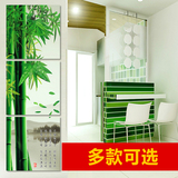 竹子客厅中式无框画现代装饰三联画玻璃冰晶画玄关墙壁画竖版挂画
