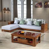 特价实木转角沙发贵妃组合中式小户型客厅家具简约榆木布艺沙发床