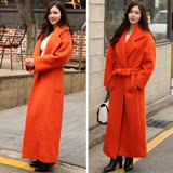 2016秋冬季新款女装韩版宽松羊毛呢子外套超长款系带加厚羊绒大衣