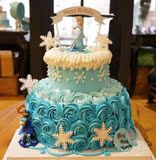 冰雪奇缘公主双层创意儿童生日蛋糕芭比迷糊娃娃定制天津同城配送