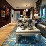 欧式中式蓝色地中海宜家地毯客厅茶几沙发 卧室床边手工地毯定制