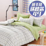 简约1.5床四件套单人床上用品三件套 学生宿舍纯色床单被套双人4
