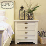 美式乡村全实木床头柜白色桦木简约储物柜床边柜带抽屉家具可定制