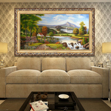 手绘油画欧式山水风景油画横幅家居沙发背景装饰画客厅壁画 家园