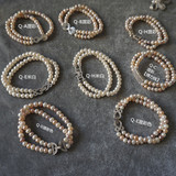 清仓天然淡水珍珠  6-7米白混彩色 双层手链