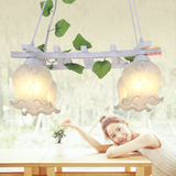 欧式简约田园木质饭厅餐厅吊灯四头 温馨现代卧室花型灯具玻璃led