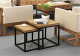 美式铁艺茶几复古做旧沙发边几客厅小咖啡桌方形小桌简约床头柜子