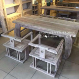 原木茶台书桌办公桌生态复古做旧风化餐桌茶桌新中式实木禅意家具