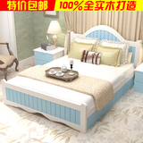 定制实木双人大床  现代简约1.8米简易木床带抽屉 成人硬板床包邮