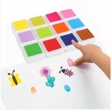 12色手指画签到印泥 DIY卡通印章印泥彩色 儿童糖果彩色印泥颜料