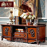 曼琴家具 奢华欧式卧室电视柜深色 木质法式地柜家具复古视听柜