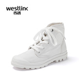 Westlink西遇2016春季新款韩版高帮厚底帆布鞋女学生平底休闲女鞋