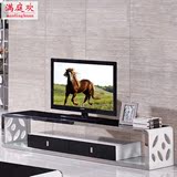 现代简约时尚电视柜钢琴烤漆钢化玻璃电视柜镂空黑白小户型电视柜