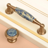 中式复古青花陶瓷拉手抽屉柜门橱柜简约新款圆形单孔柜子把手欧式