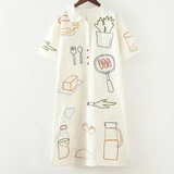 童趣厨师系列日系设计感重工线条重手工刺绣长款娃娃领衬衫连衣裙
