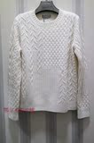代购鄂尔多斯/ERDOS羊绒衫圆领女绞花套衫E266A0122白色专柜正品