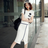 2016夏季新款连衣裙两件套韩版女装修身中长款休闲运动套装裙子潮