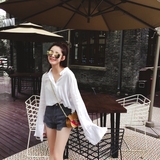 YUMI夏季新款超薄款透气立领长袖衬衫女韩版休闲宽松防晒衣开衫
