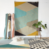 印度进口北欧宜家现代不规则几何图案手工编织地毯书房卧室客厅
