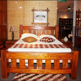 新款环保家用韩式老榆木实木双人单人床1.8米1.5米新古典卧室家具
