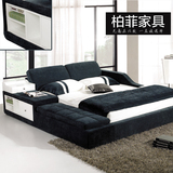 布艺床榻榻米 韩式小户型多功能踏踏米床1.8 现代简约矮床书房床