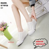 2016新款女鞋韩版内增高白色帆布鞋女布鞋系带平底休闲学生运动鞋