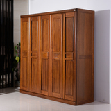 全实木衣柜 金丝胡桃木家具三四五门大衣橱 现代中式平开门储物柜