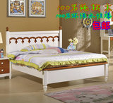欧式地中海韩式美式松木实木床白色儿童公主彩色卧室环保家具定做