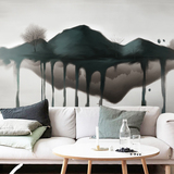 抽象山水中式墙纸 书房客厅卧室背景墙壁纸 手绘个性简约大型壁画