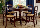 美式乡村高档实木橡木做旧餐桌RH法式欧式圆形餐桌家具可定制拉伸