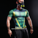 超级英雄健身紧身衣超人绿灯侠闪电侠高弹力速干运动短袖男T恤潮