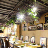美式复古餐厅植物灯大厅酒吧饭店个性创意特色铁艺吸顶长形水管灯
