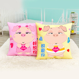 3D新款印花十字绣抱枕一对情侣卡通动漫可爱动物小猪卧室汽车靠垫