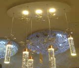 餐吊灯水晶柱气泡6头吊灯豪华线切割LED长方客厅卧室餐厅过道吧台