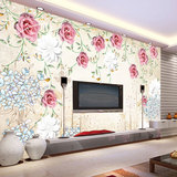 3D定制客厅卧室电视背景墙壁纸壁画田园玫瑰墙纸无缝墙布