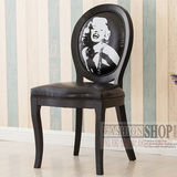 欧式实木餐椅美式复古乡村休闲椅时尚靠背咖啡椅现代简约书桌椅子