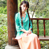 中国民族风女装复古古装套装长袖盘扣汉服中式汉元素大摆半身长裙