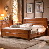 现代中式全实木床1.5米 1.8米双人床 雕花储物白色婚床 卧室家具