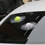 汽车贴纸 3D仿真创意车贴 疯狂网球 个性足球篮球棒球玻璃 装饰