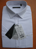 新款罗蒙专柜正品短袖衬衫60棉免烫衬衫短袖白色条纹专柜正品衬衫