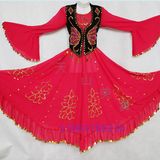 新疆维吾尔族民族舞蹈 演出服装 新疆 女装 红色舞蹈服广场舞特价