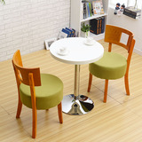 清绿咖啡厅桌椅组合实木简约奶茶店甜品店快餐桌洽谈室内圆桌促销