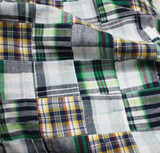 半米价！日本进口面料 拼接款绿色纯棉色织格子布料 服装家居装饰