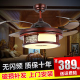 新款实木中式复古吊扇灯LED餐厅客厅带风扇的吊灯装饰吊扇遥控式
