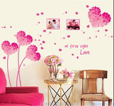 客厅装饰墙贴电视背景墙贴纸卧室温馨床头墙纸贴画自粘粉色花卉