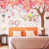 可移除卧室床头墙壁贴纸客厅玄关装饰贴画卡通樱花树包邮温馨浪漫